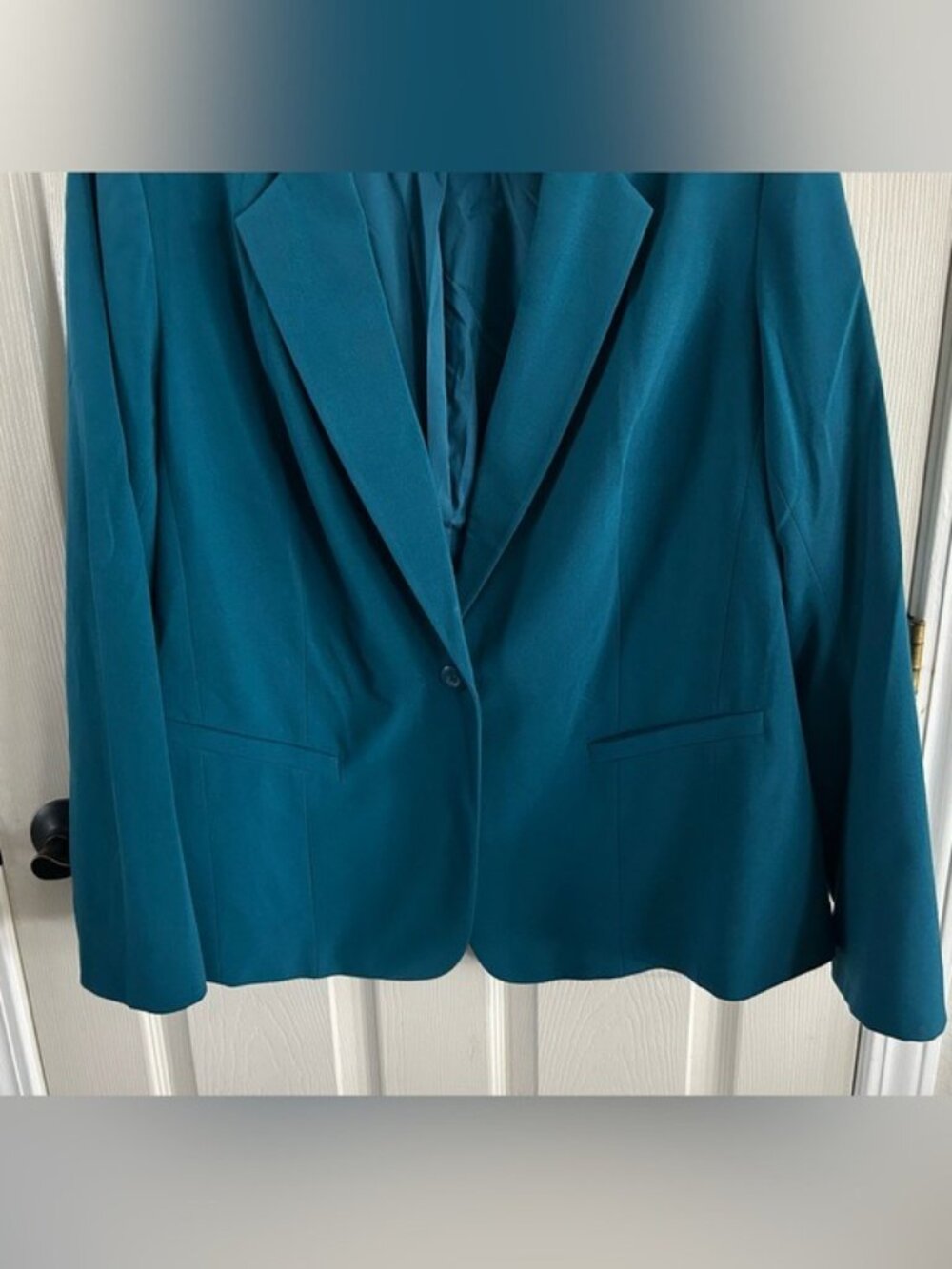 Lane Bryant Teal Single-Button Blazer Jacket Plus Sz 22 Flaws Read - Picture 3 of 16